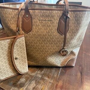 Michael Kors Tan and Brown Tote Bag with Wallet